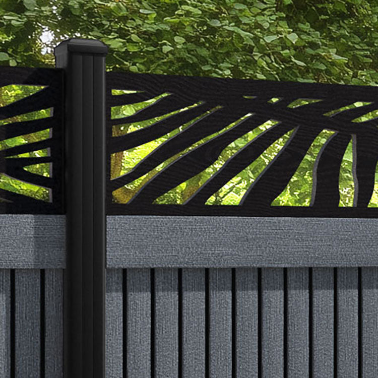Virtis Palm Fence Panel - Anthracite - with our aluminium posts