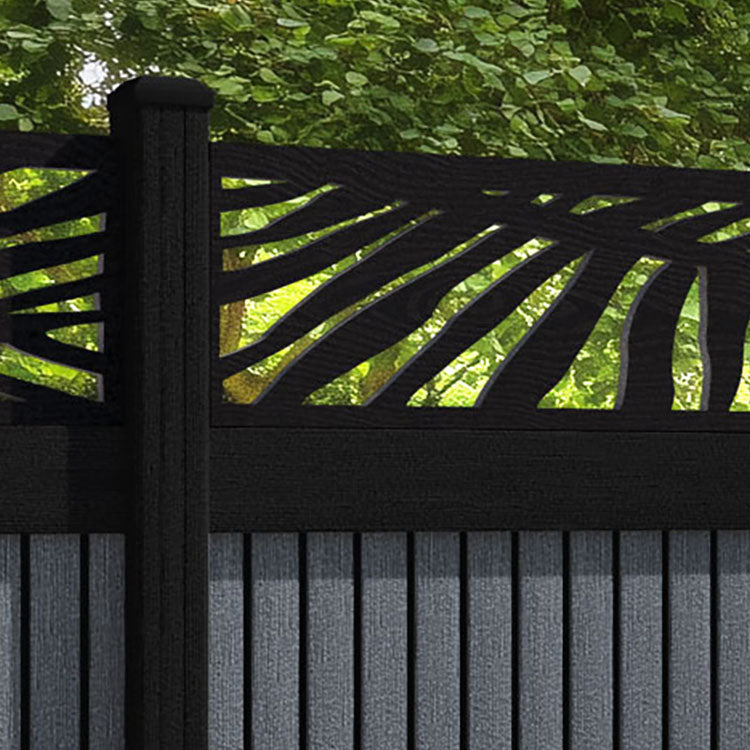 Virtis Palm Fence Panel - Anthracite - with our composite posts