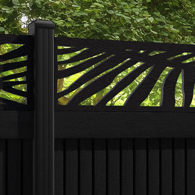 Virtis Palm Fence Panel - Black - with our aluminium posts