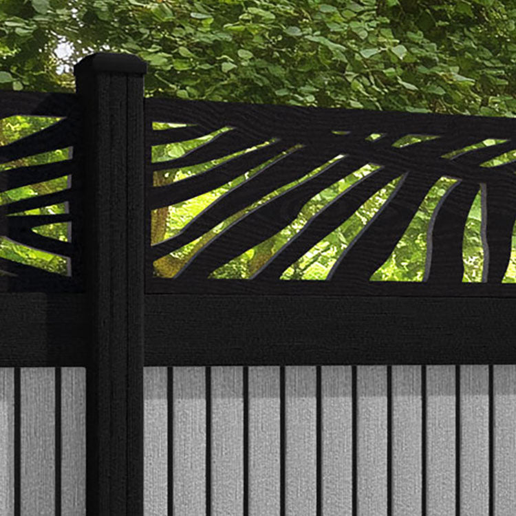 Virtis Palm Fence Panel - Light Grey - with our composite posts