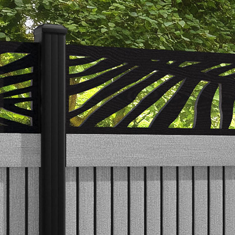 Virtis Palm Fence Panel - Light Grey - with our aluminium posts