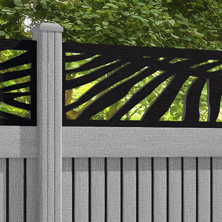 Virtis Palm Fence Panel - Light Grey - with our composite posts