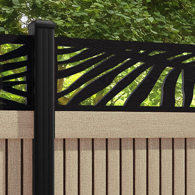Virtis Palm Fence Panel - Light Oak - with our aluminium posts