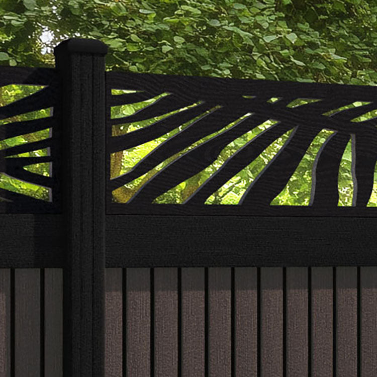 Virtis Palm Fence Panel - Mid Brown - with our composite posts