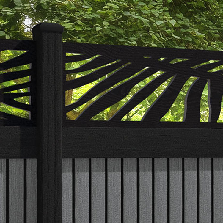 Virtis Palm Fence Panel - Mid Grey - with our composite posts