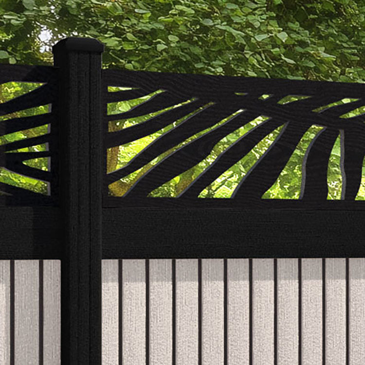 Virtis Palm Fence Panel - Mid Stone - with our composite posts