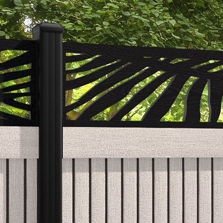 Virtis Palm Fence Panel - Mid Stone - with our aluminium posts