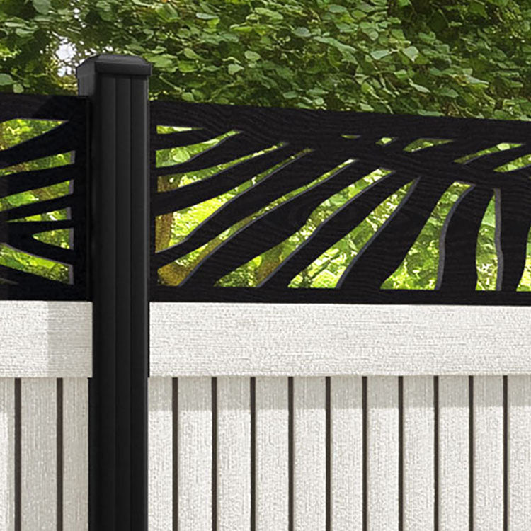Virtis Palm Fence Panel - Light Stone - with our aluminium posts