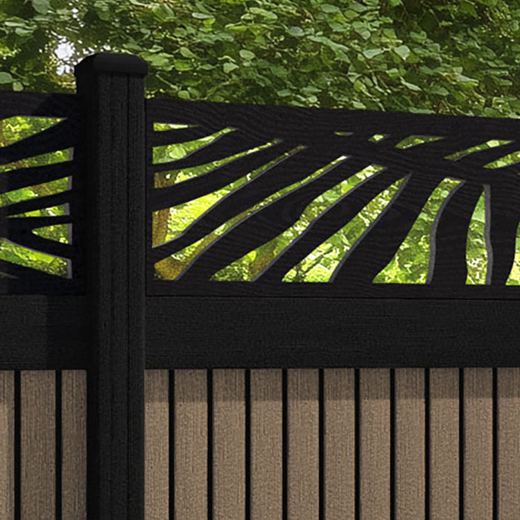 Virtis Palm Fence Panel - Teak - with our aluminium posts