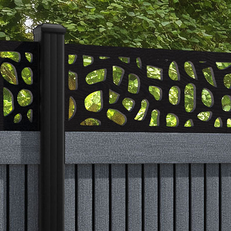 Virtis Pebble Fence Panel - Anthracite - with our aluminium posts