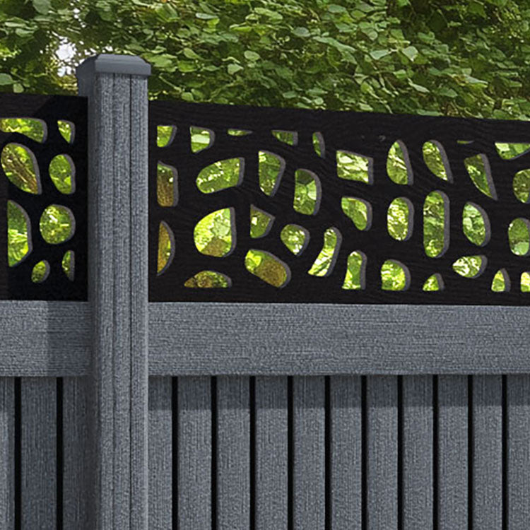 Virtis Pebble Fence Panel - Anthracite - with our composite posts