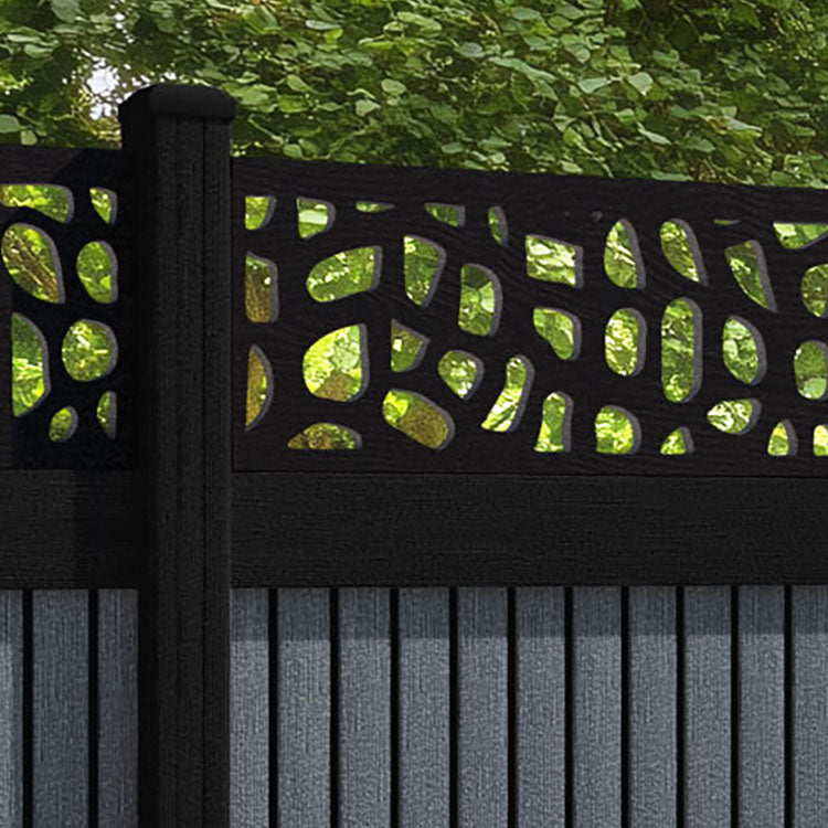 Virtis Pebble Fence Panel - Anthracite - with our composite posts
