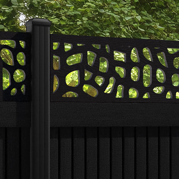 Virtis Pebble Fence Panel - Black - with our aluminium posts