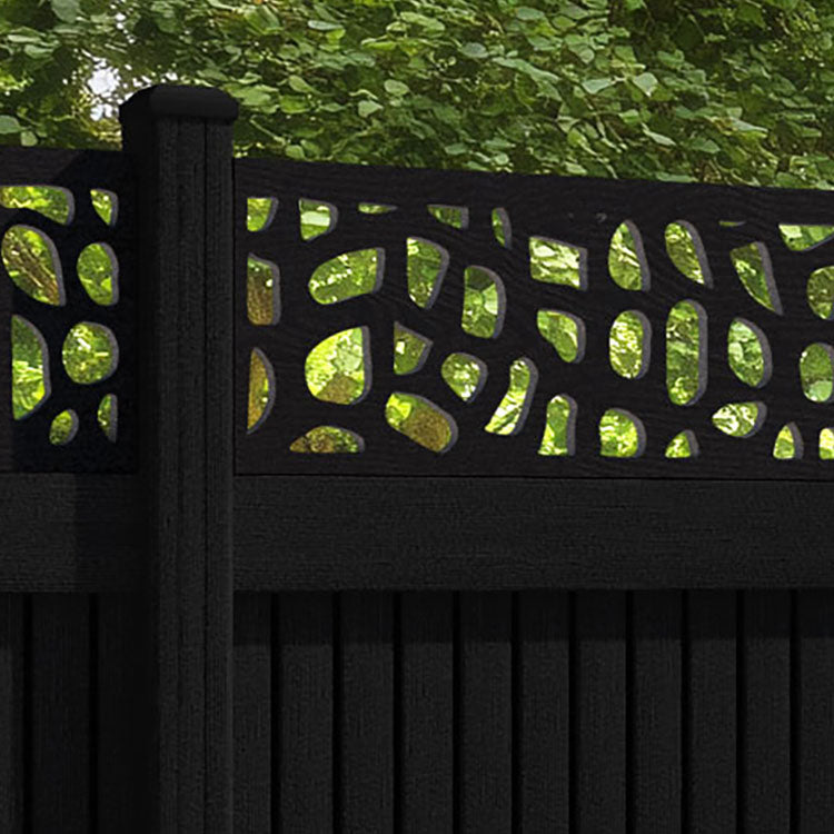 Virtis Pebble Fence Panel - Black - with our composite posts