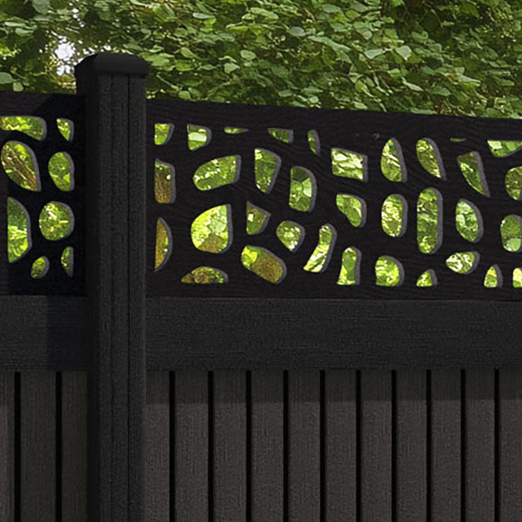 Virtis Pebble Fence Panel - Dark Oak - with our composite posts