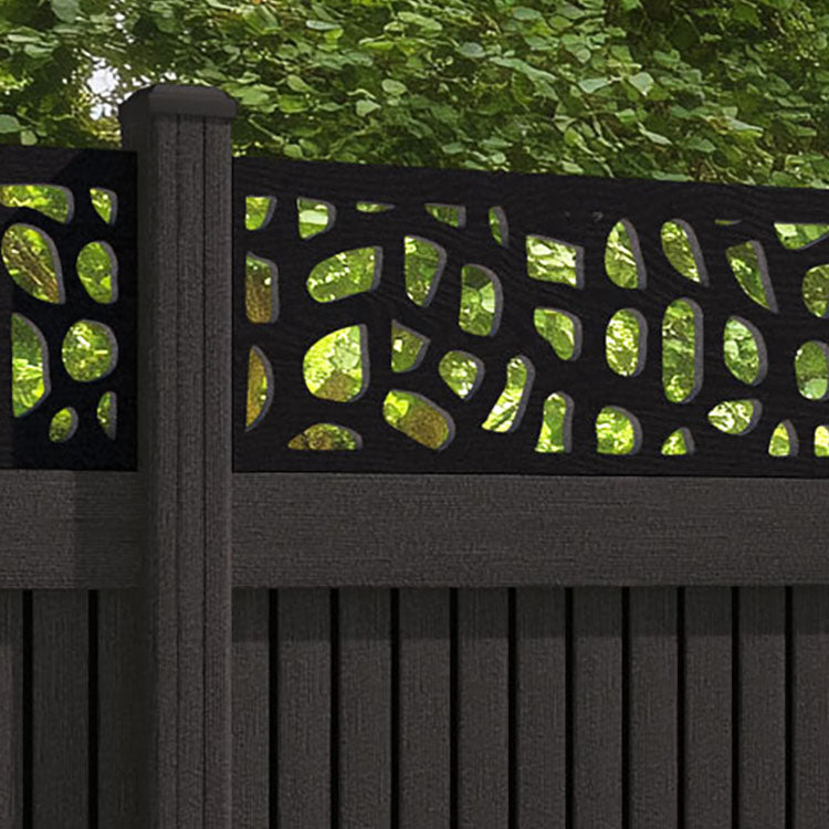 Virtis Pebble Fence Panel - Dark Oak - with our composite posts