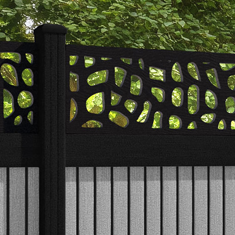 Virtis Pebble Fence Panel - Light Grey - with our composite posts