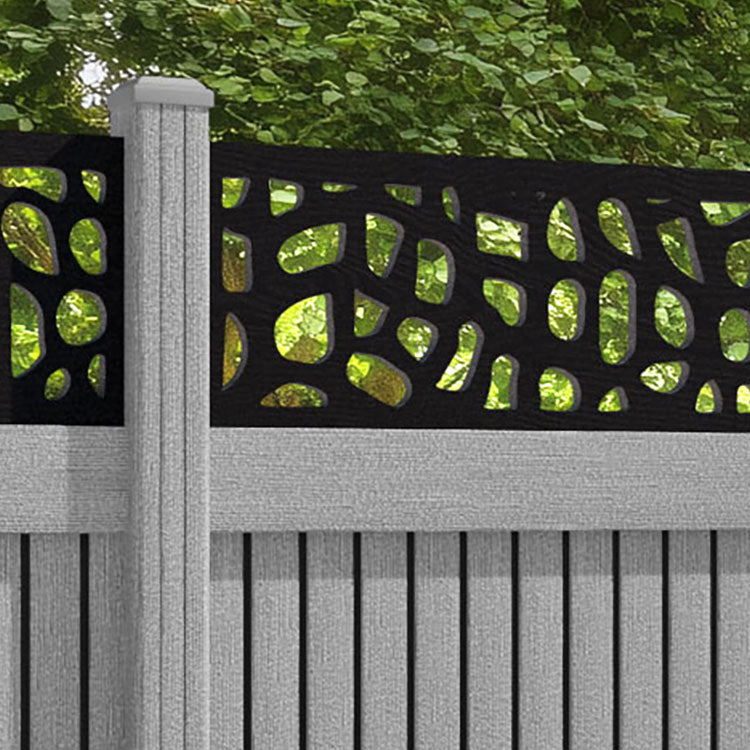 Virtis Pebble Fence Panel - Light Grey - with our composite posts