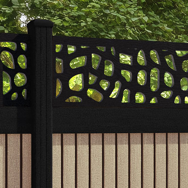 Virtis Pebble Fence Panel - Light Oak - with our composite posts