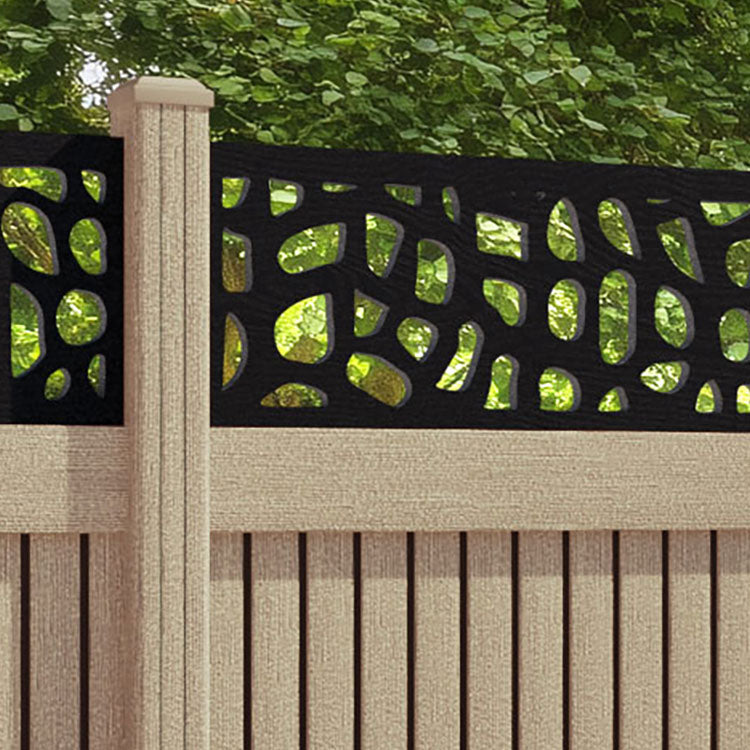 Virtis Pebble Fence Panel - Light Oak - with our composite posts