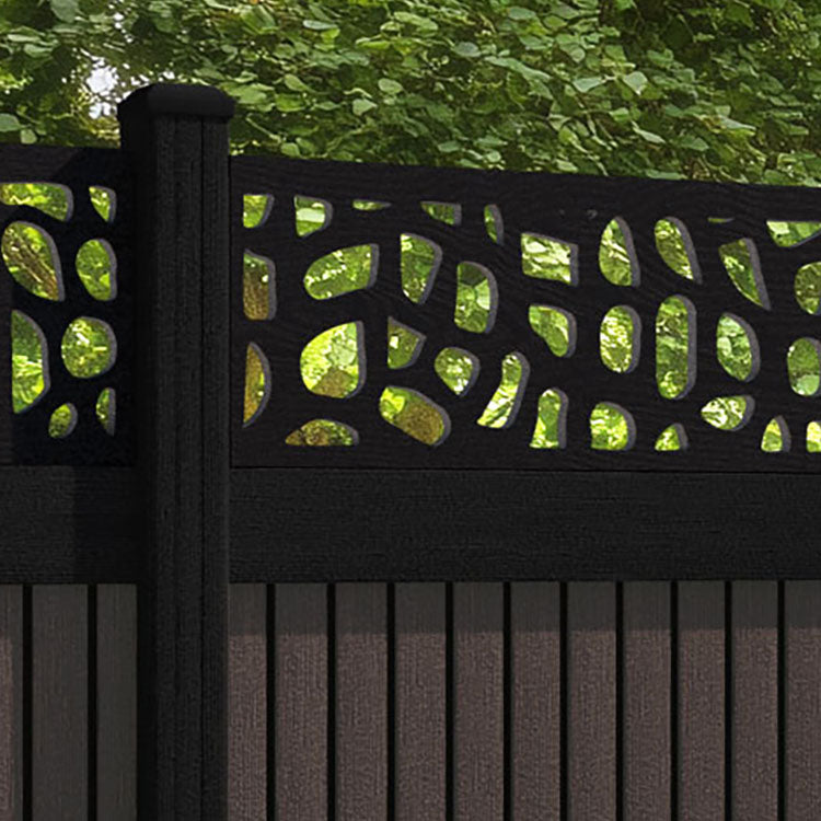 Virtis Pebble Fence Panel - Mid Brown - with our aluminium posts