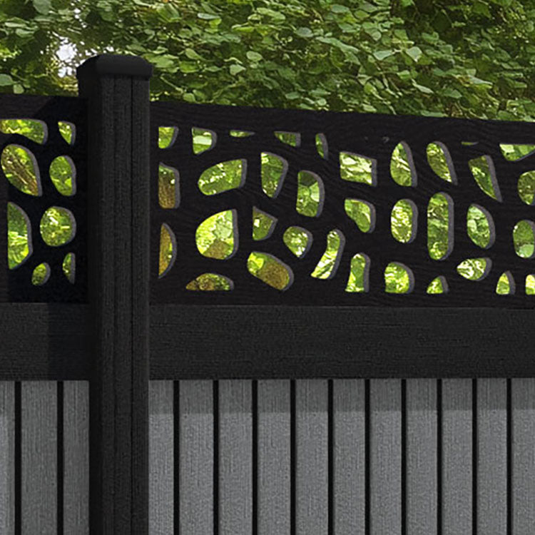Virtis Pebble Fence Panel - Mid Grey - with our aluminium posts