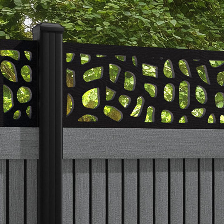 Virtis Pebble Fence Panel - Mid Grey - with our aluminium posts