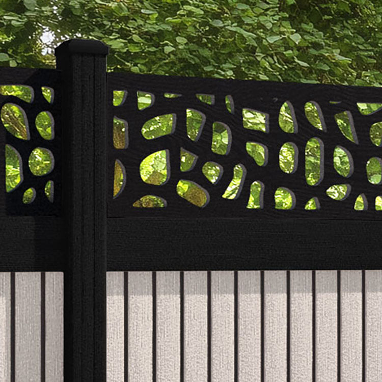 Virtis Pebble Fence Panel - Mid Stone - with our aluminium posts