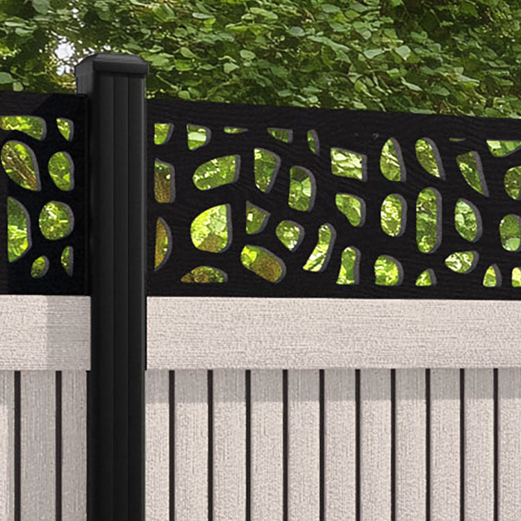 Virtis Pebble Fence Panel - Mid Stone - with our aluminium posts