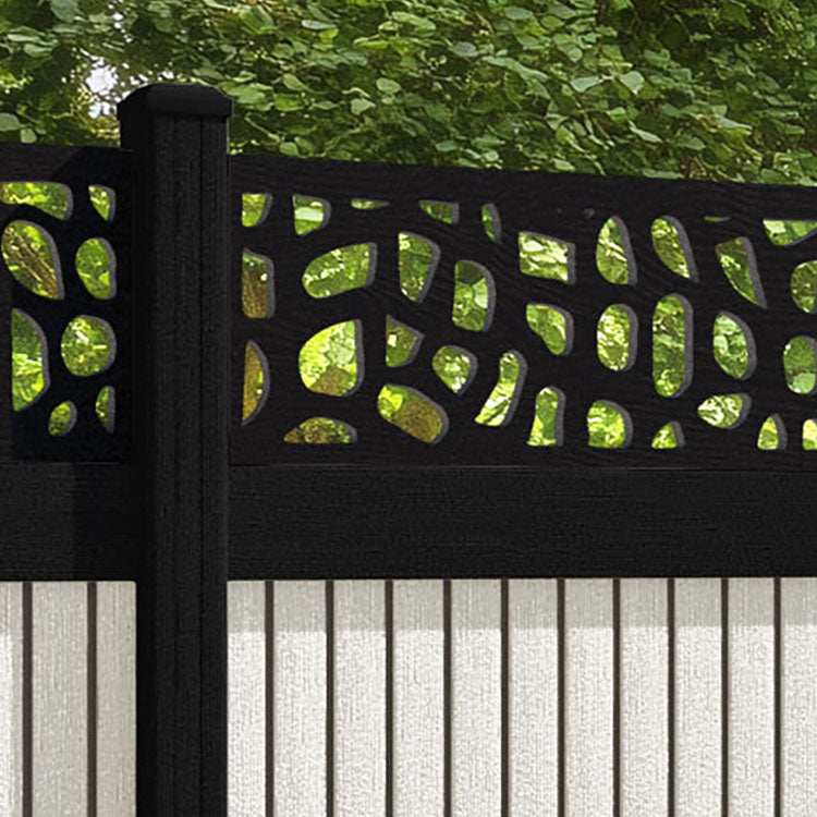 Virtis Pebble Fence Panel - Light Stone - with our aluminium posts