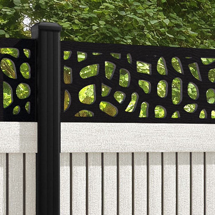 Virtis Pebble Fence Panel - Light Stone - with our aluminium posts
