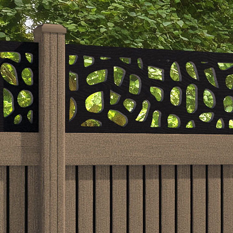 Virtis Pebble Fence Panel - Teak - with our composite posts