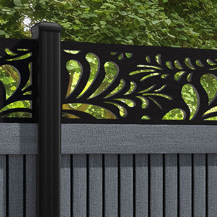 Virtis Petal Fence Panel - Anthracite - with our aluminium posts
