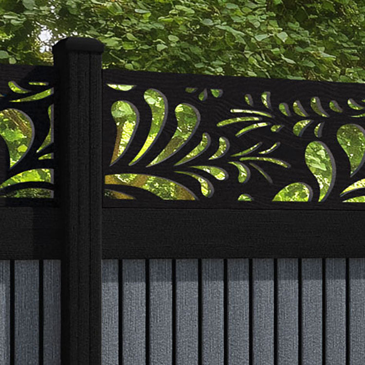 Virtis Petal Fence Panel - Anthracite - with our aluminium posts