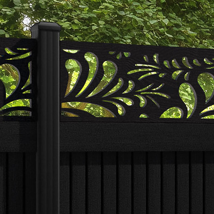 Virtis Petal Fence Panel - Black - with our aluminium posts