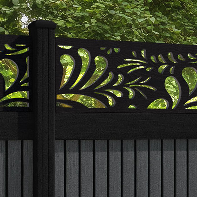 Virtis Petal Fence Panel - Dark Grey - with our aluminium posts