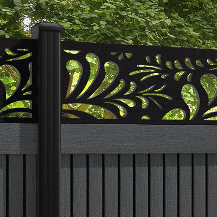 Virtis Petal Fence Panel - Dark Grey - with our aluminium posts