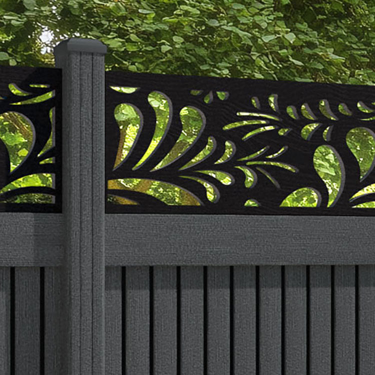 Virtis Petal Fence Panel - Dark Grey - with our composite posts