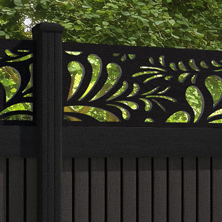 Virtis Petal Fence Panel - Dark Oak - with our composite posts