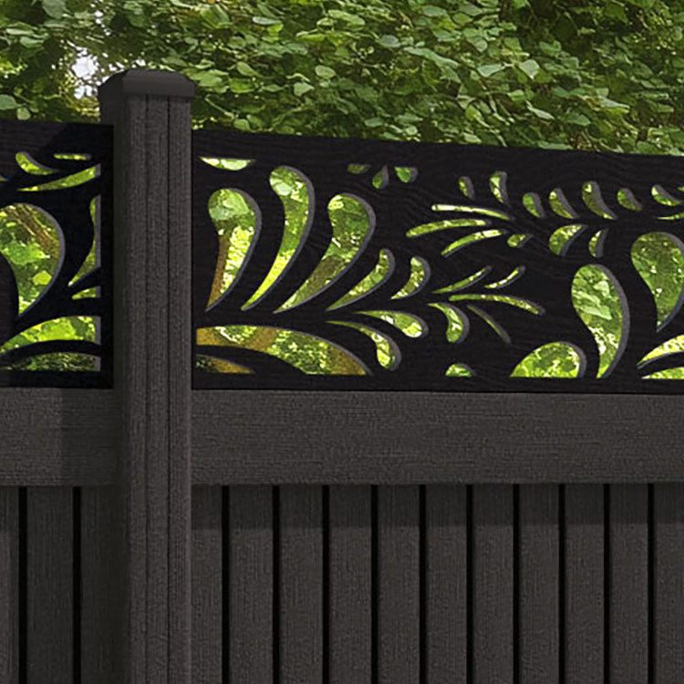 Virtis Petal Fence Panel - Dark Oak - with our composite posts