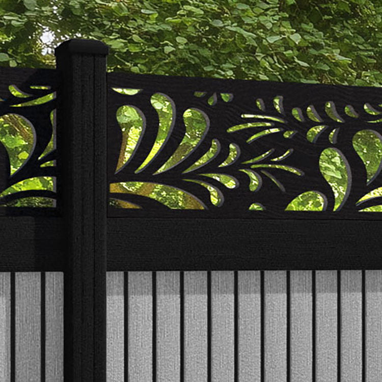 Virtis Petal Fence Panel - Light Grey - with our composite posts