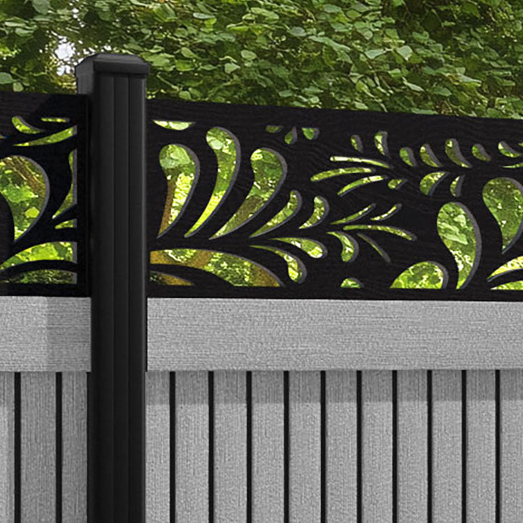 Virtis Petal Fence Panel - Light Grey - with our aluminium posts