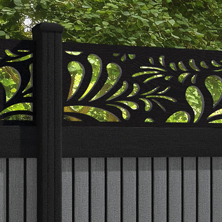 Virtis Petal Fence Panel - Mid Grey - with our aluminium posts