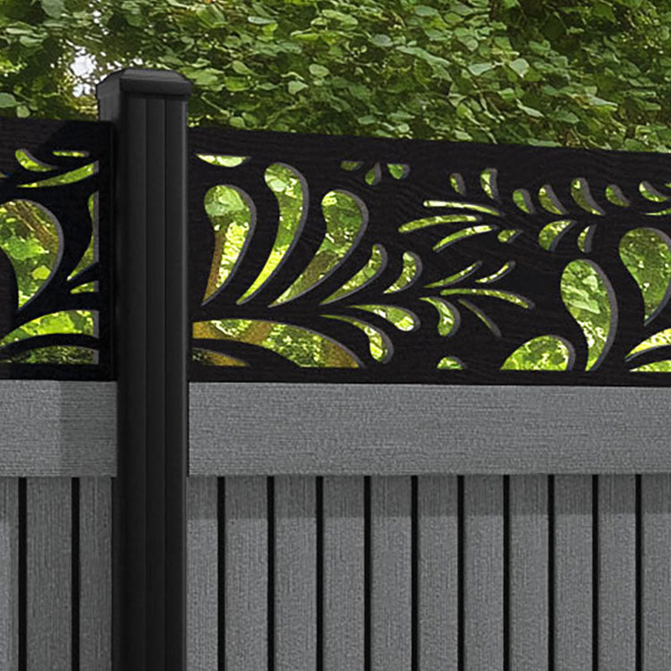 Virtis Petal Fence Panel - Mid Grey - with our aluminium posts