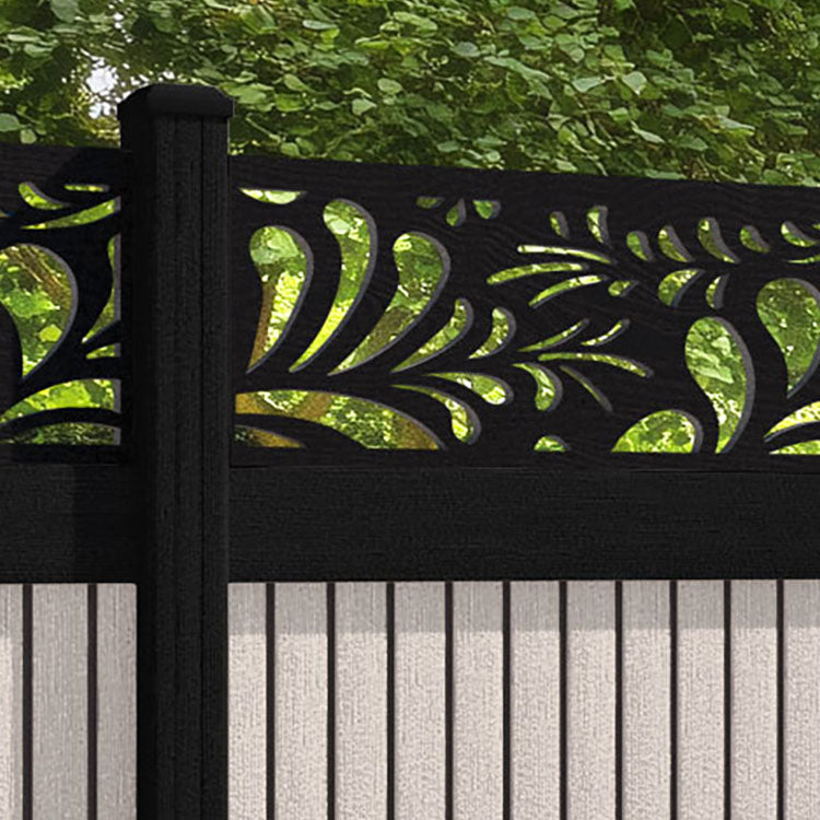 Virtis Petal Fence Panel - Mid Stone - with our aluminium posts