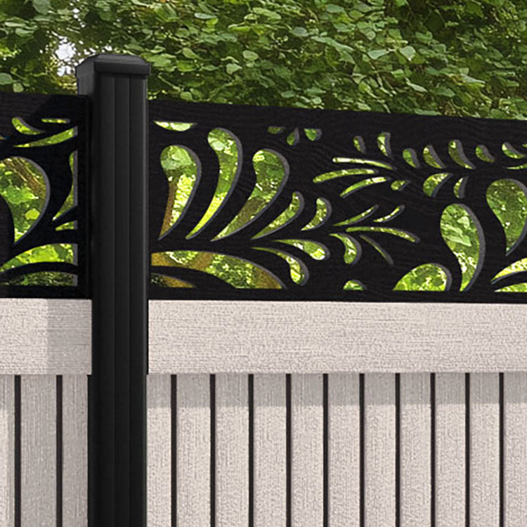 Virtis Petal Fence Panel - Mid Stone - with our aluminium posts