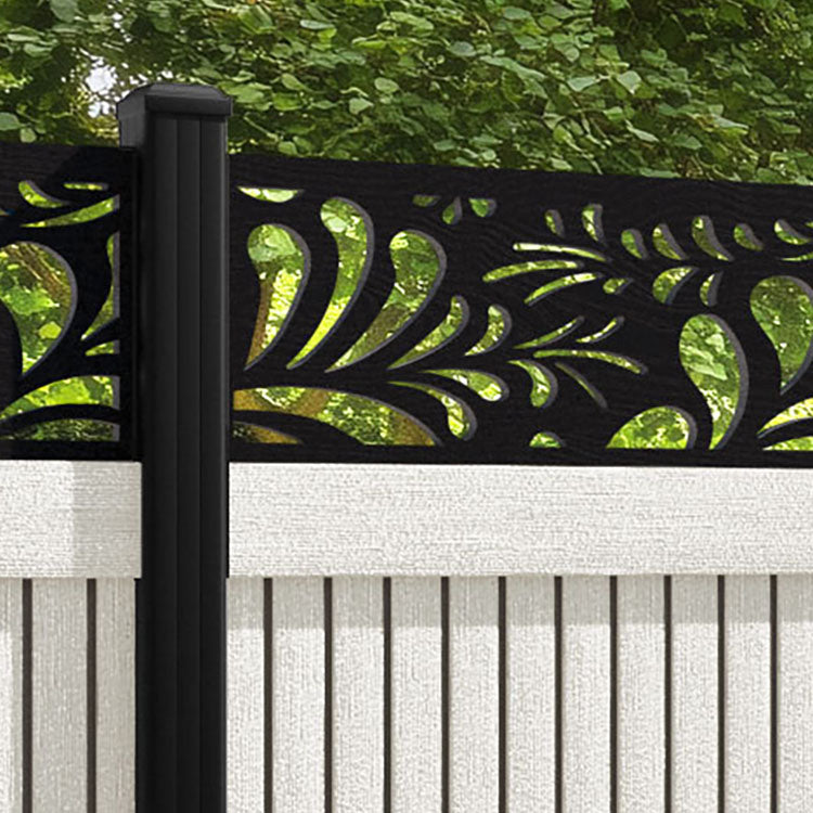 Virtis Petal Fence Panel - Light Stone - with our aluminium posts