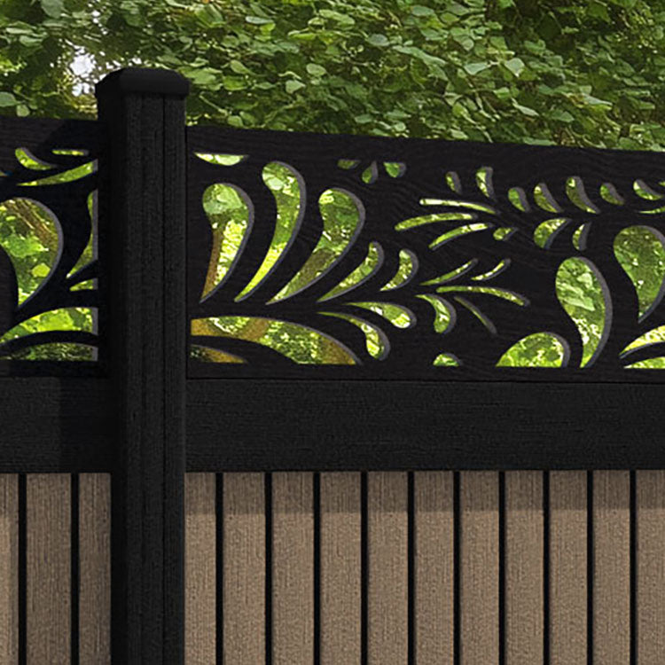 Virtis Petal Fence Panel - Teak - with our aluminium posts