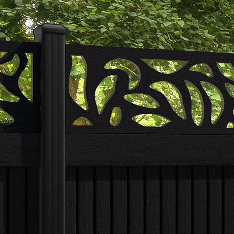 Virtis Plume Fence Panel - Black - with our aluminium posts