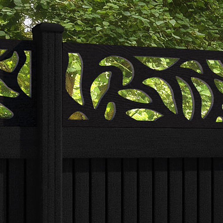 Virtis Plume Fence Panel - Black - with our composite posts